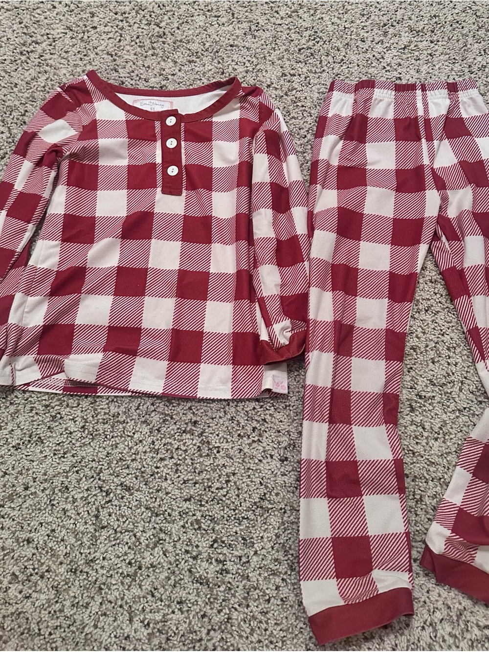 SweetHoney Red and White Buffalo Plaid Kids Pajama Set 6Y